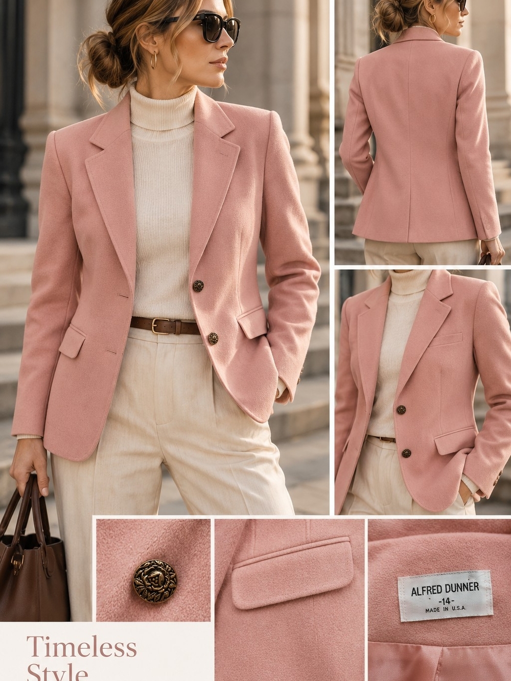 Vintage Alfred Dunner Pink Wool Blazer